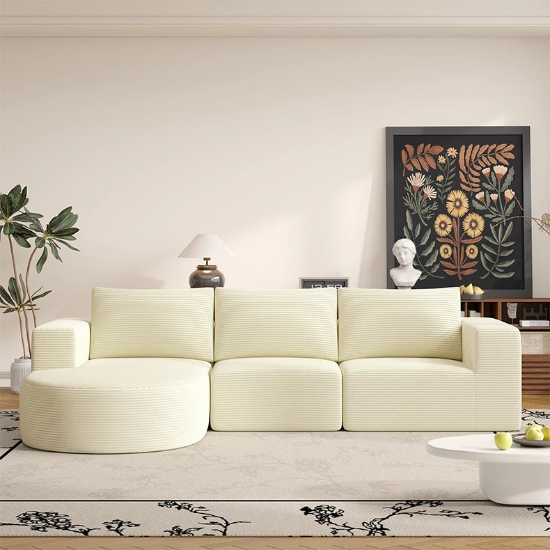 Corduroy Two-Seater Sofa With Italian Minimalist Lines And Subtle Depth — Blue | KIMLUD