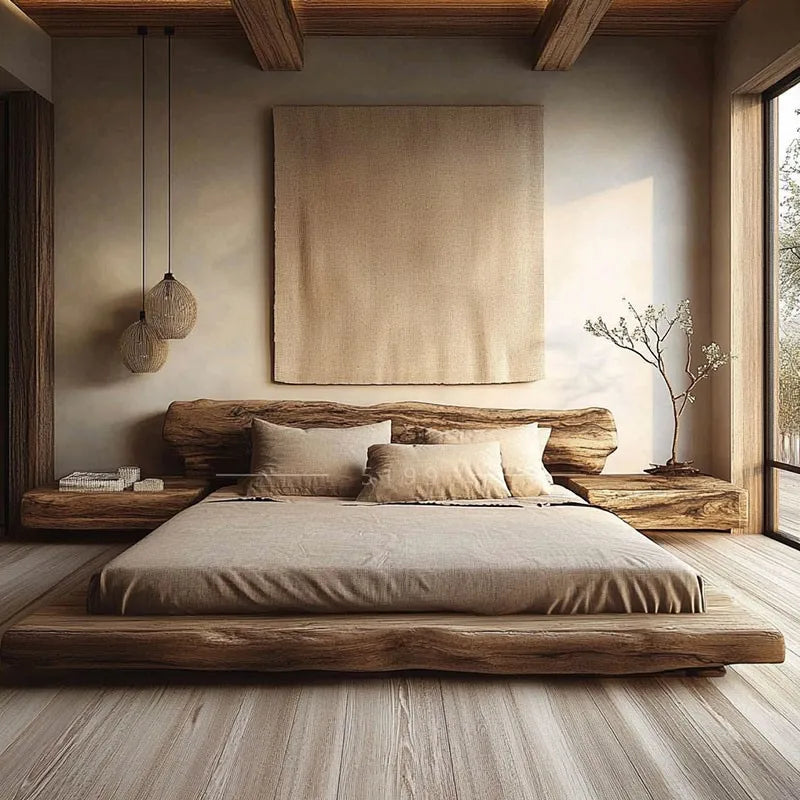 Mahogany Wood Bed Frame Tatami — Mahogany | KIMLUD