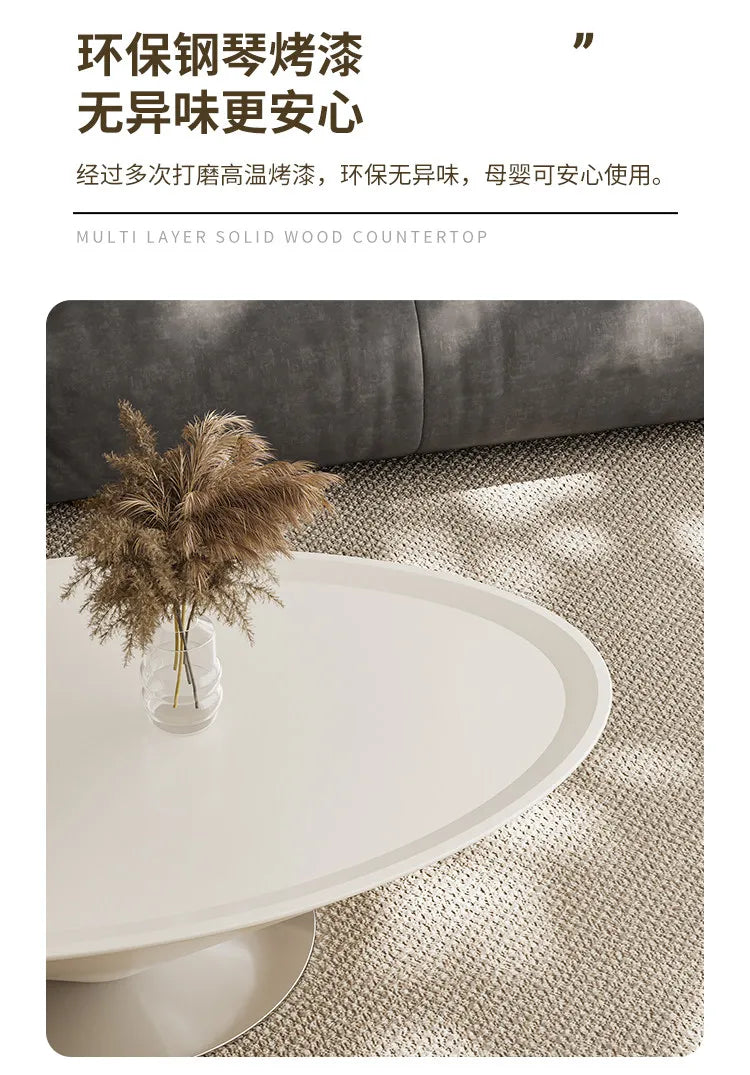 Minimalist Round Coffee Table Unique Aesthetic — White | KIMLUD