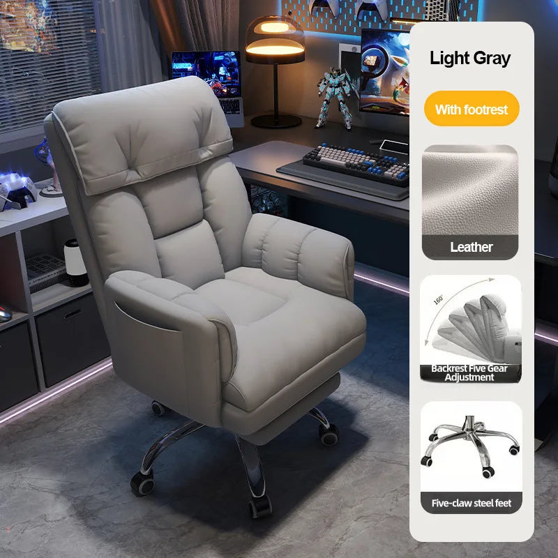 Ergonomic Computer Chair Home Office Recliner Sofa Boy Comfortable Sedentary Gaming Chair with Retractable Footrest For Relaxing
