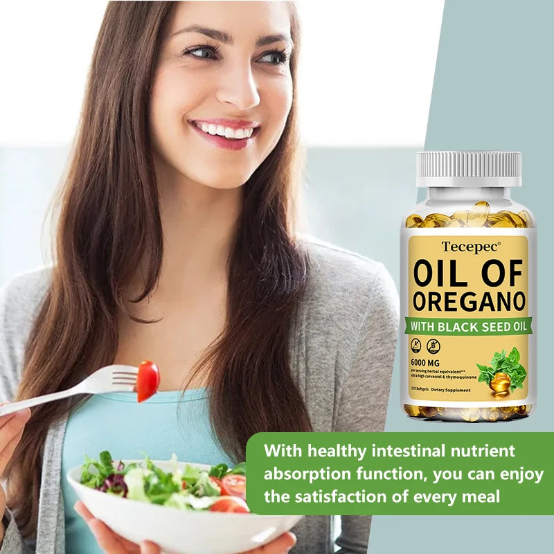 Oregano Oil Capsule With Black Seed Oil 20:1 Extract For Antioxidant Immune Health Support — Amber | KIMLUD