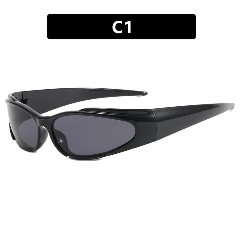 Women Retro Brand Design Fashion Shades Punk Sun Glasses Classic Wrap Around Y2k Sunglasses for Men Outdoor Sports Goggles - KIMLUD