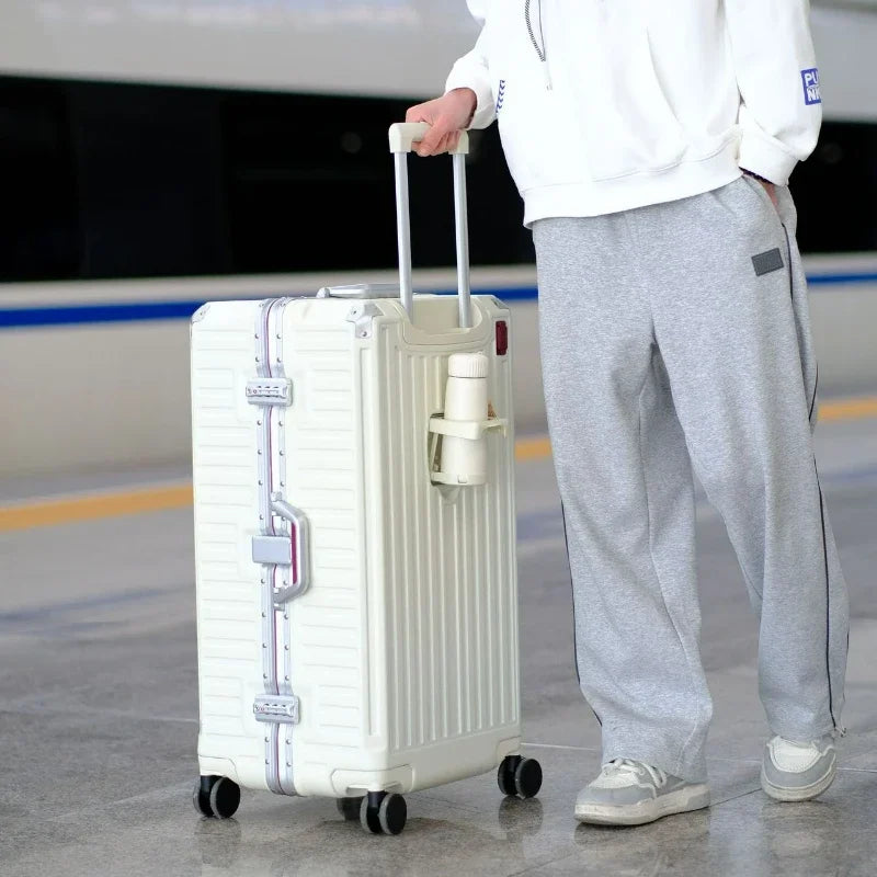 20 Inch Cabin Rolling Luggage Multifunctional Travel Suitcase Password Lock Omni-directional Wheel Rolling Luggage Case