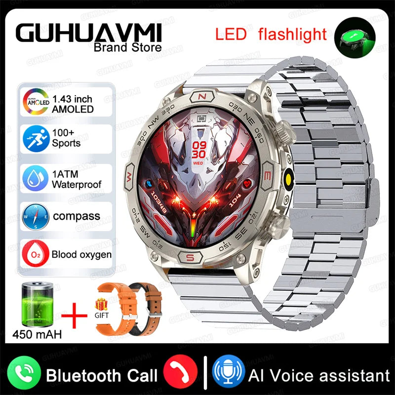 2025 New Outdoor Military GPS Smart Watch Men 466*466 HD AMOLED Full Touch Screen Bluetooth Call IP68 Waterproof Smartwatches