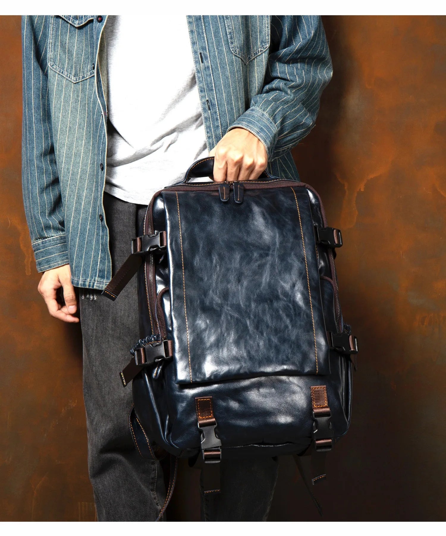 European Handcrafted Leather Backpack — Brown | KIMLUD