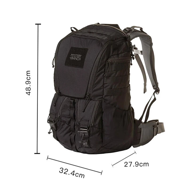 Rugged Backpack Nylon Mountaineering Travel — Black | KIMLUD
