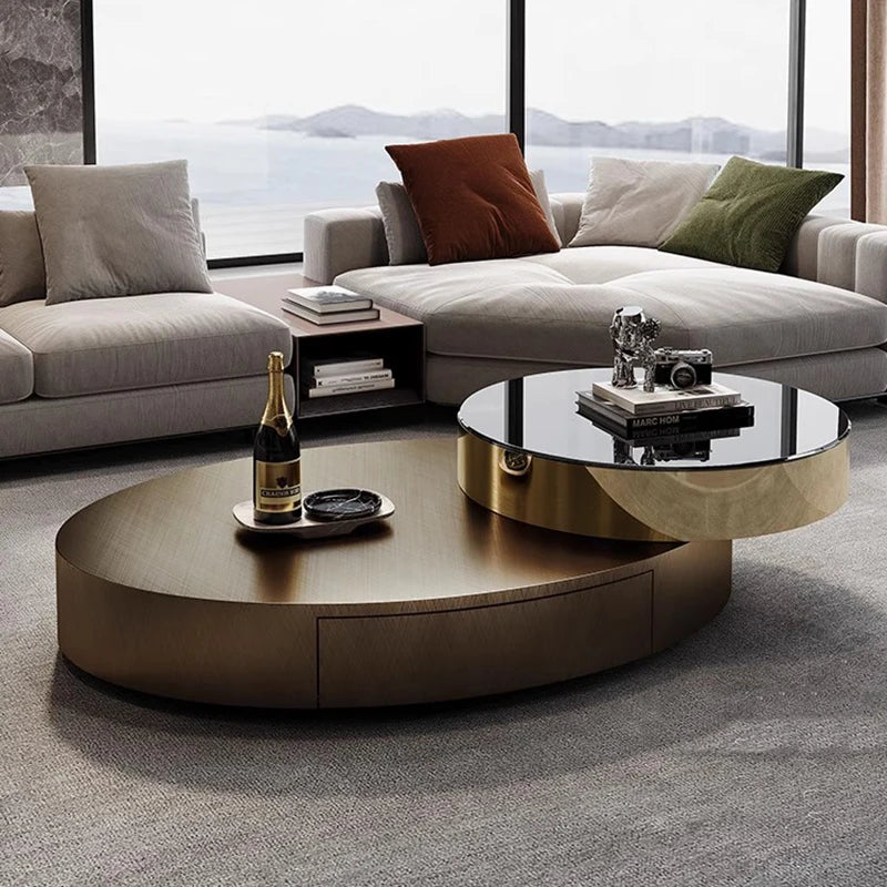 Italian Minimalist Coffee Table Unique Mechanism Round Aesthetic Side Table Simple Decoration Mesa Auxiliar Postmodern Furniture