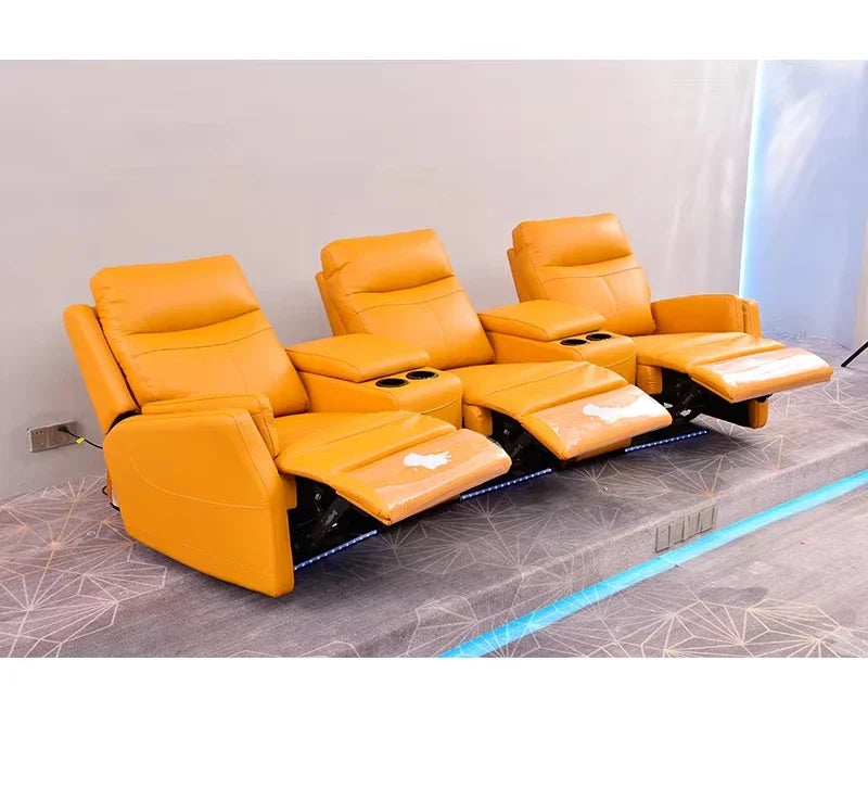 A High Quality Home Theater Recliner Leather Cinema Chair Theatre Seats With Cup Holder and Storage Box
