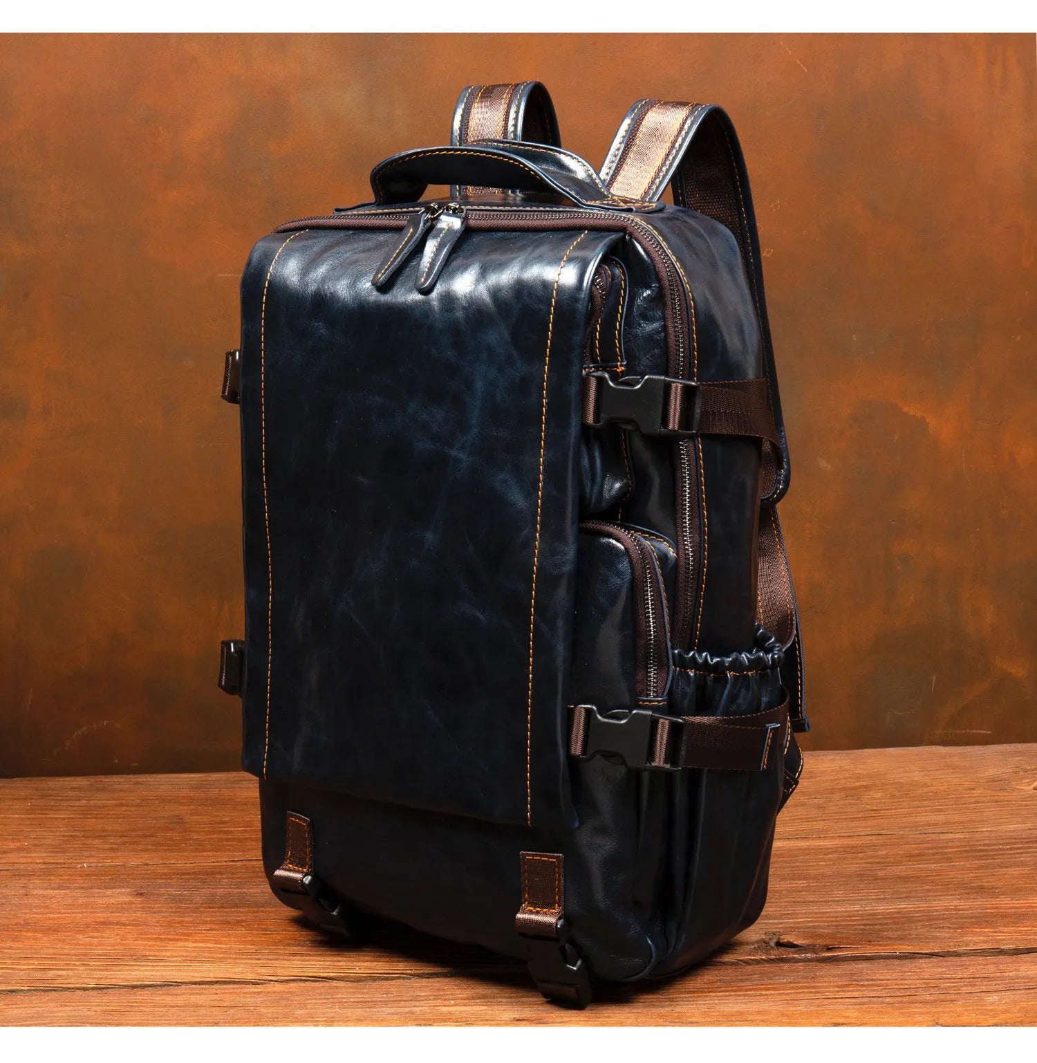 European Handcrafted Leather Backpack — Brown | KIMLUD