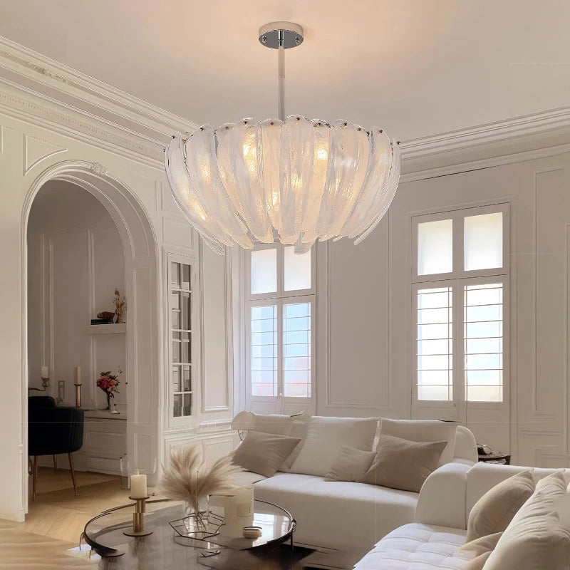 LED Flower Bud Home Living Room White Cloud Glass Pendant Light LED Lamp Ceiling Chandelier Italy Design Lighting Fixture Lustre