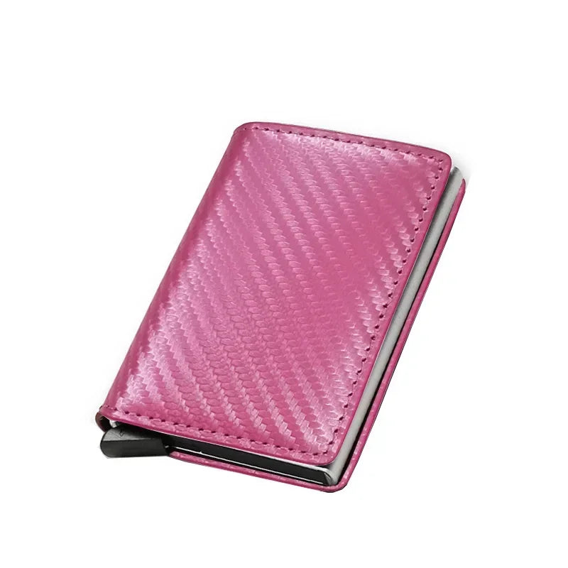 KIMLUD, Carbon Fiber Card Holder Wallets for Men RFID Portable Trifold PU Slim Mini Wallet Male Purses Wallet Women pasjeshouder, Carbon Fiber Pink, KIMLUD Womens Clothes