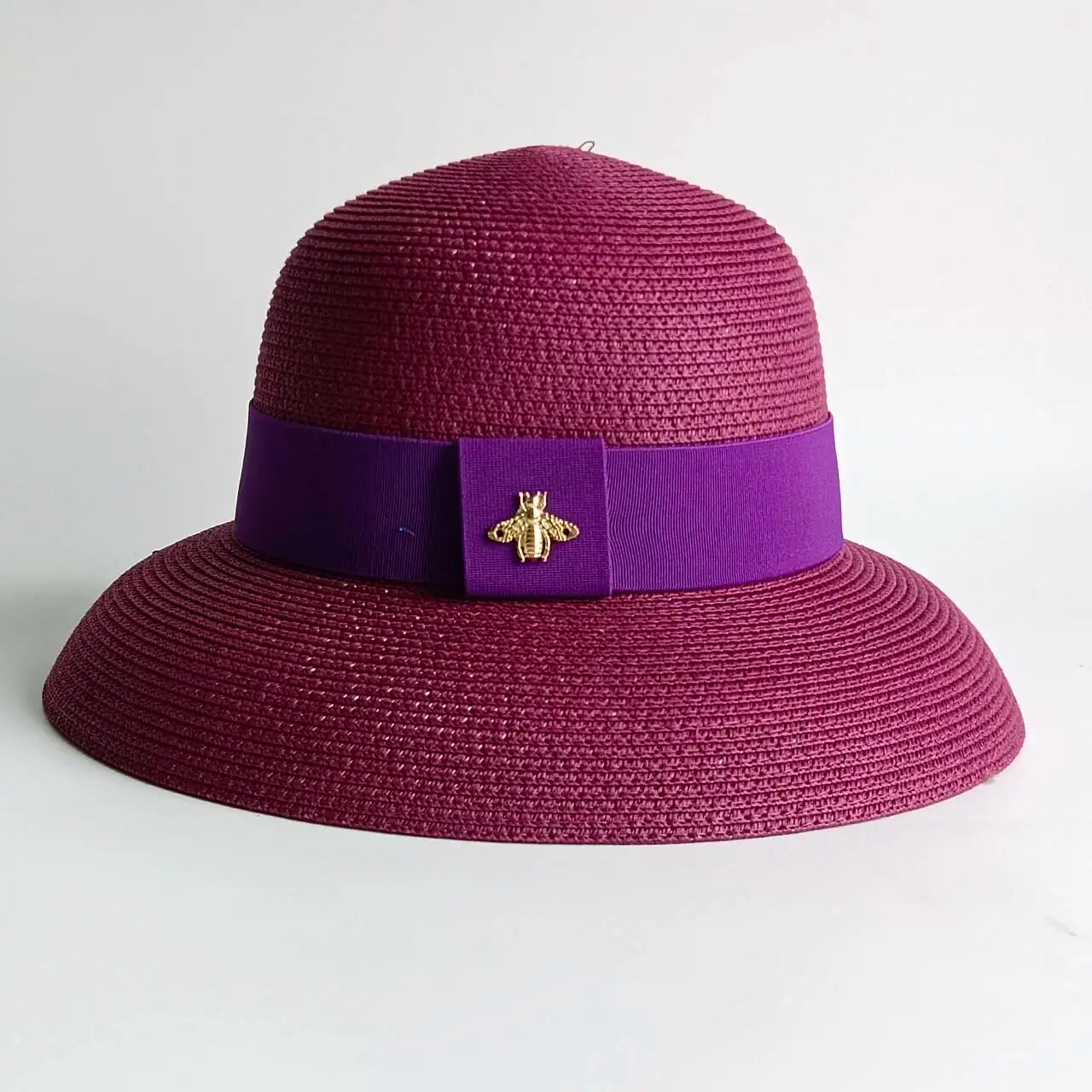 Straw Hepburn Style Solid Sun Hat — Natural | KIMLUD