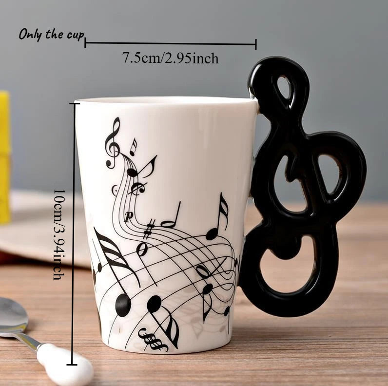 Porcelain Guitar Mug Music Inspired — White | KIMLUD