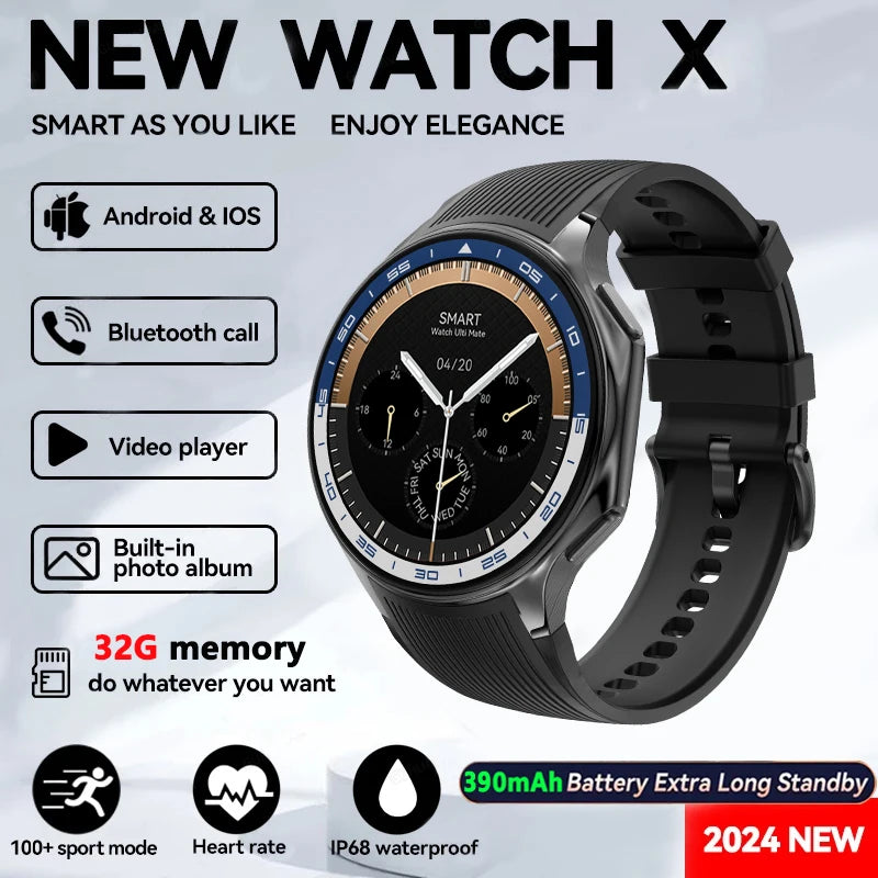 KIMLUD, 2025 New For Man DT Watch X Smart Watch Men 32GB Memory AMOLED HD Screen Bluetooth Call NFC Heart rate waterproof SmartWatch, Black / OPPO WATCH X, KIMLUD APPAREL - Womens Clothes