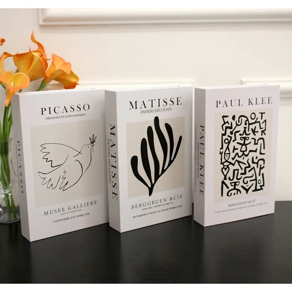 Foldable Faux Books Three-Piece Set for Couture Coffee Table Decor — Black | KIMLUD