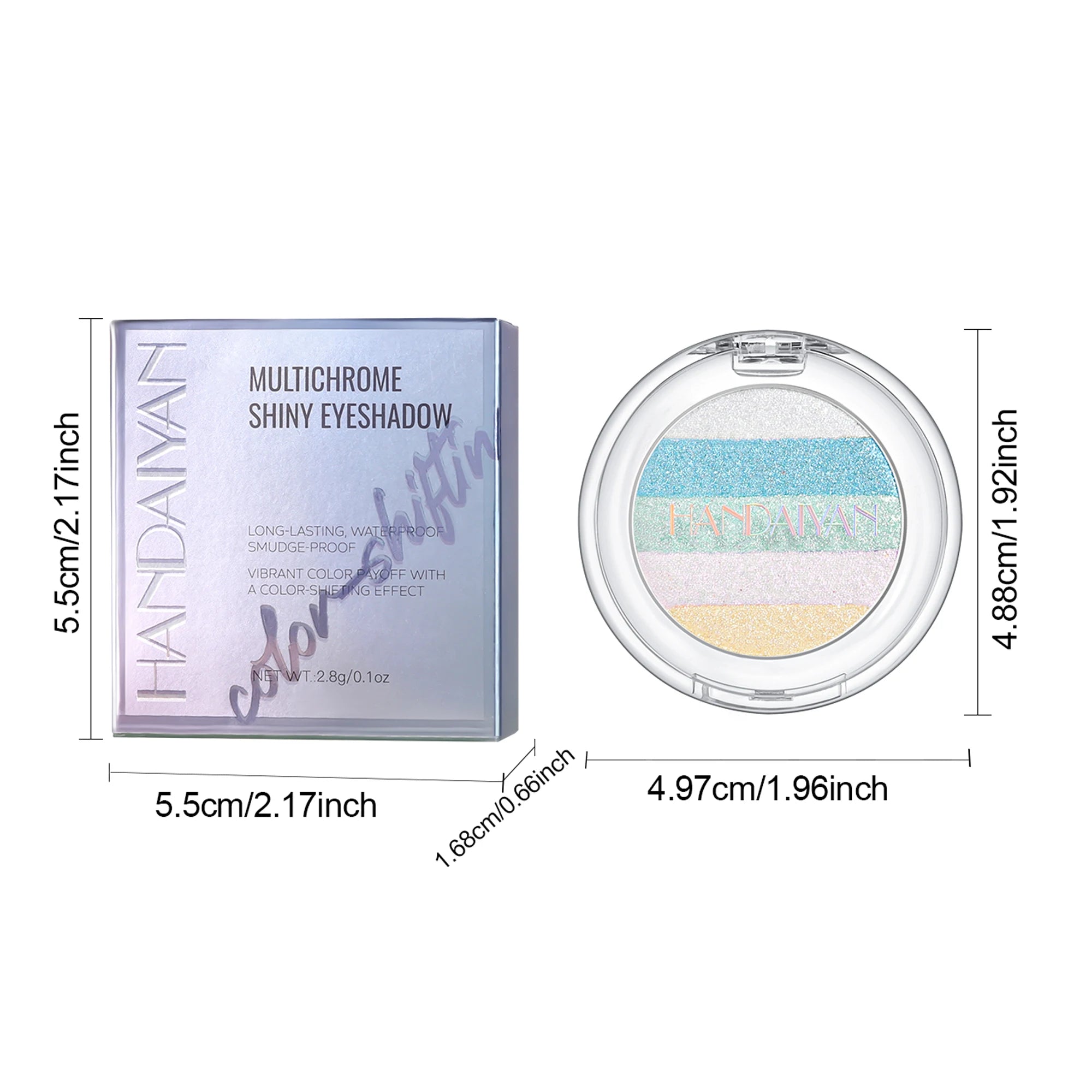 HANDAIYAN 3-Color Chameleon Pearl Shimmer Eye Shadow High-Pigment Glow, Fluorescent Micro-Shimmer Eye Shadow