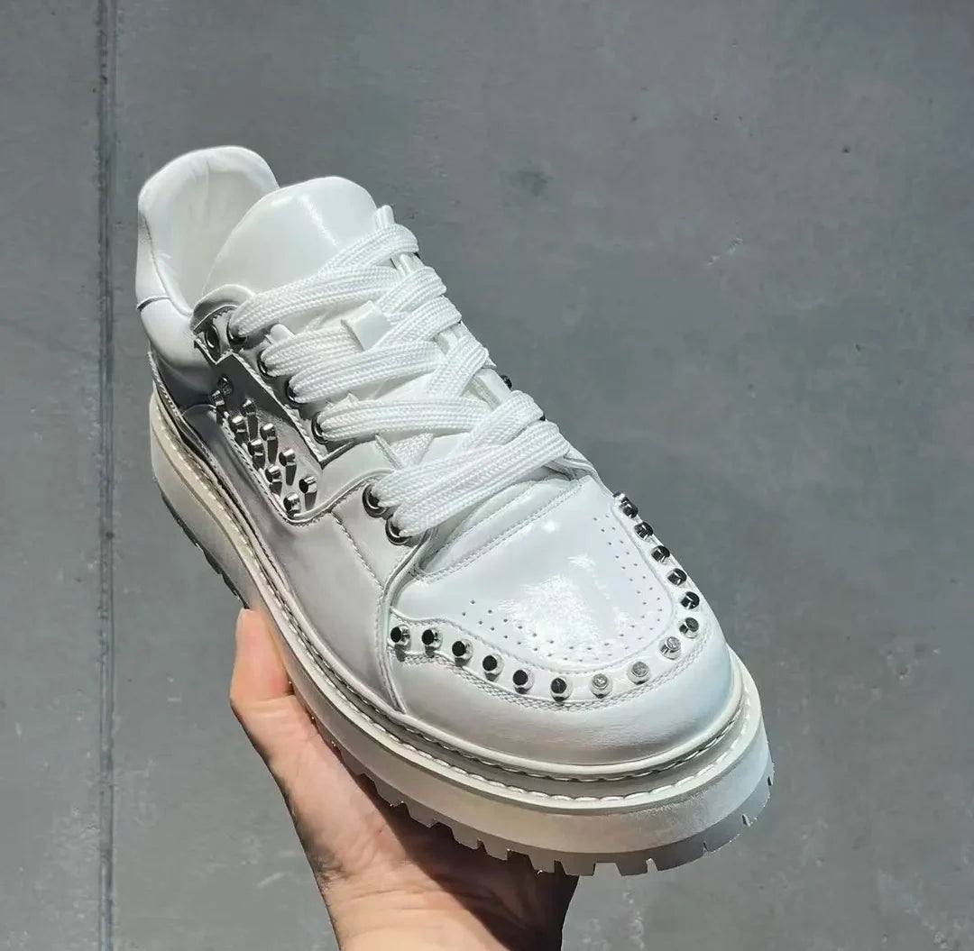 Men's Sneakers – Height Increasing – Leather – White | KIMLUD