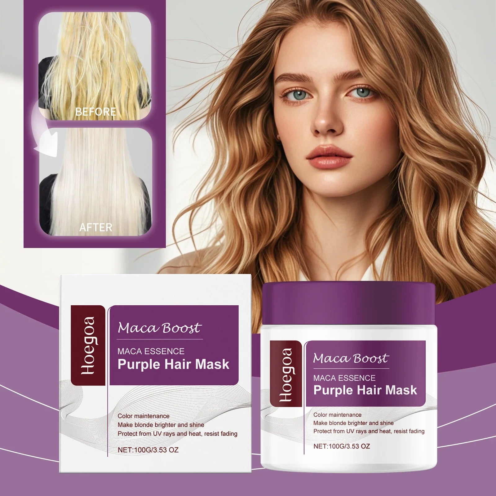 Magical Purple Hair Mask Professional Neutralizes Brass & Yellow Tones For Blonde Silver Gray Highlighted Hair Beauty Health