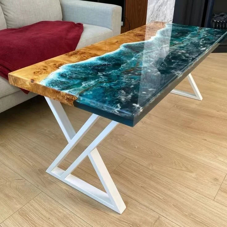 Walnut Solid River Epoxy Dining Table — Walnut | KIMLUD