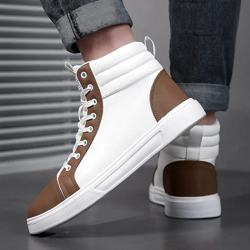 Men Women Skateboard Shoes High Top Unisex Lightweight Waterproof Sneakers Non-Slip Durable PU Casual Street Footwear