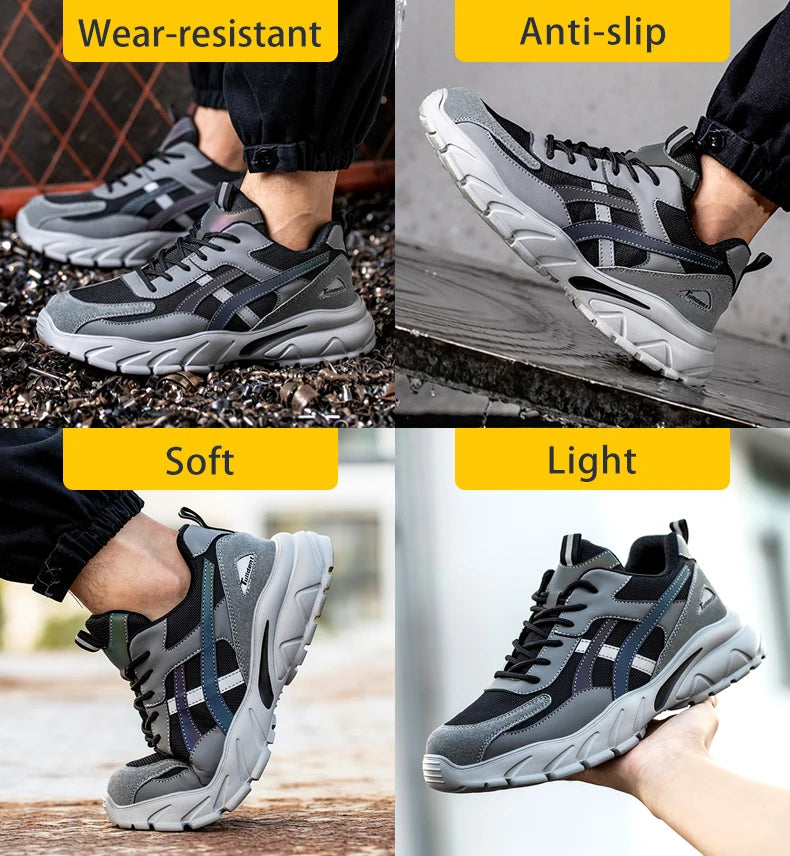 Man Safety Shoes Puncture-Proof Work Sneakers Lightweight Work Shoes Men Steel Toe Shoes Safety Boots Indestructible Shoes