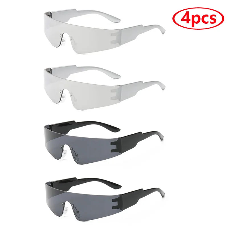 Cycling Punk Eyeglasses Wrap Around Mirrored Lenses — Black | KIMLUD