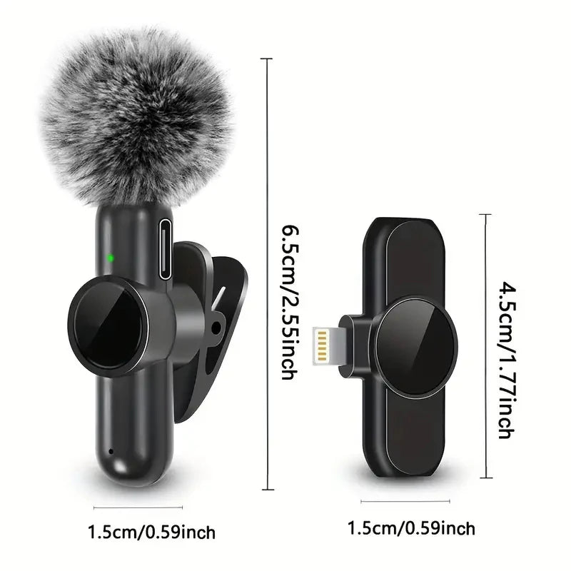 Wireless Lavalier Microphone With Windproof Cover — Black | KIMLUD