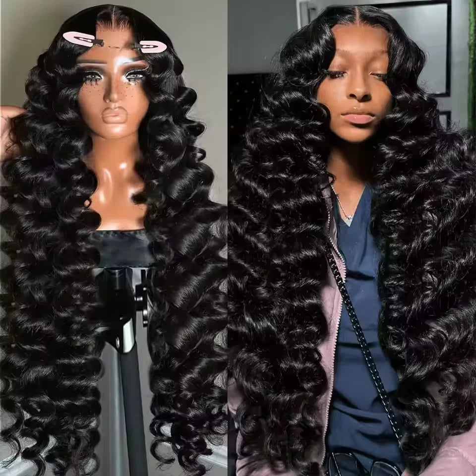 Wig HD Lace Front Curly Deep Wave Human Hair | KIMLUD