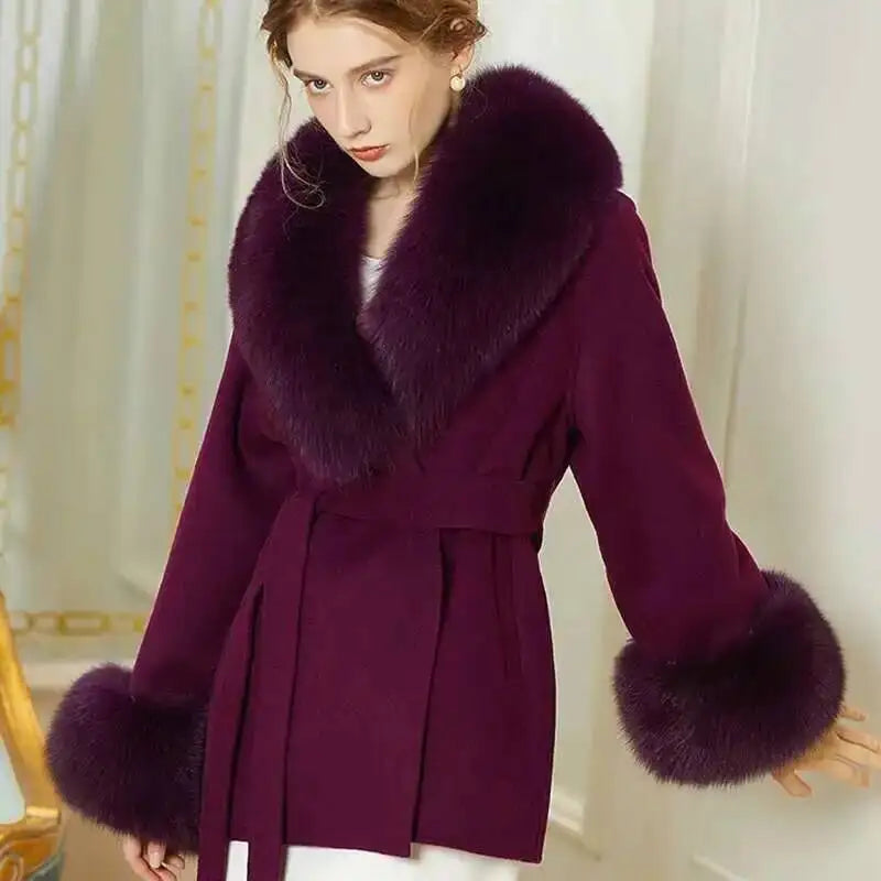 Real Fox Fur Collar Cuffs Set For Women Men Winter Neck Warmer Furry Scarf Fluffy Pelt Fur Shawl Coat Overcoat Fashion Accessory