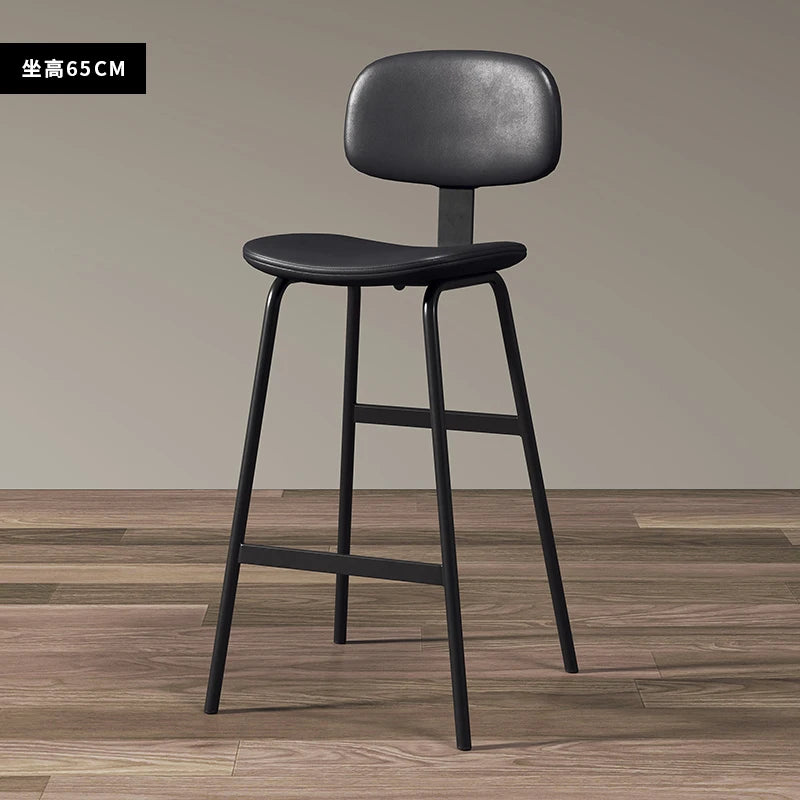 Industrial Wrought-Iron Bar Stool Soft Bag Seat — Black | KIMLUD