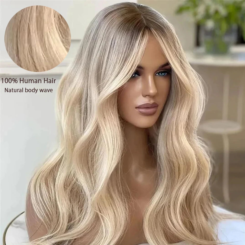 Lace Front Wig – Body Wave – Human Hair – Champagne Platinum | KIMLUD