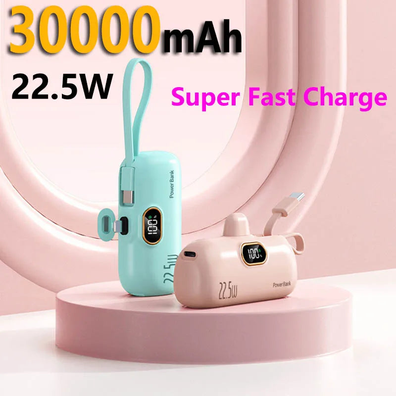 New Mini Convenient Mobile Power Bank 30000mah Portable Fast Charging Suitable For iPhone 16  Samsung Xiaomi External Battery