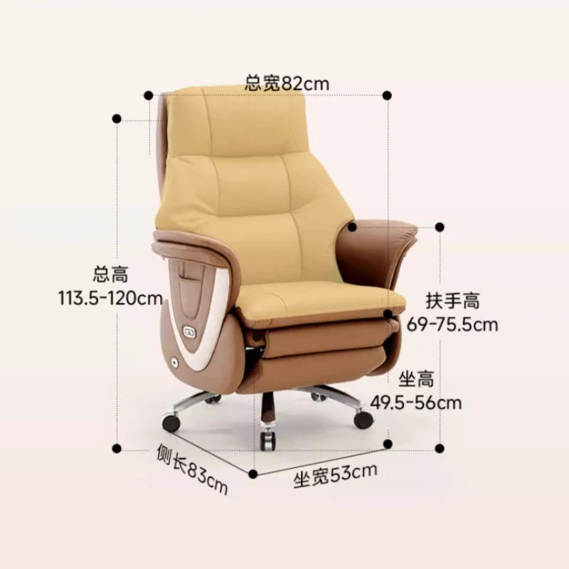 Genuine Leather Solid Executive Chair — Brown | KIMLUD