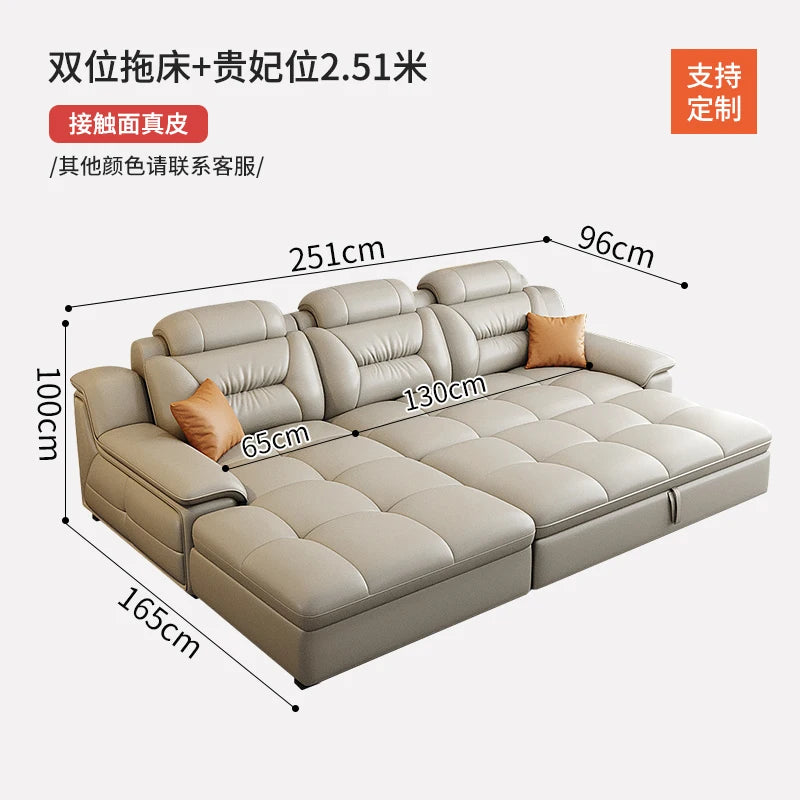 Multifunctional Designer Sofa Bed With Storage System For Spacious Living — Ivory-Beige | KIMLUD