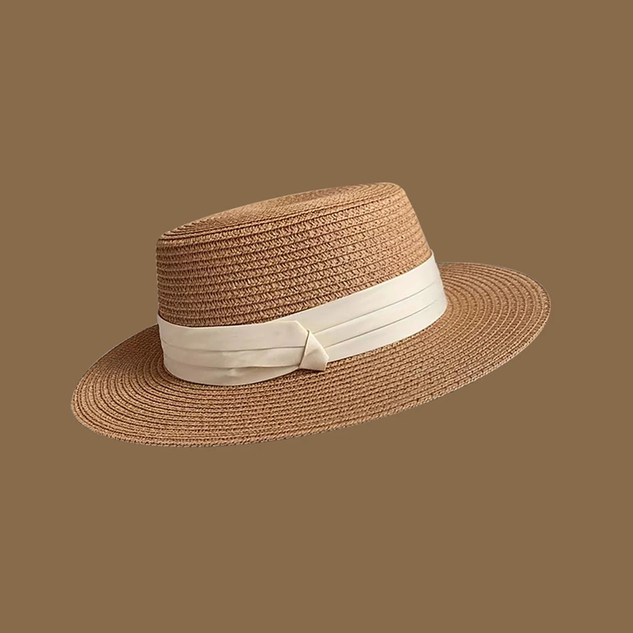 Wide Brim Hats Ribbon Straw Sun Protection — Natural | KIMLUD