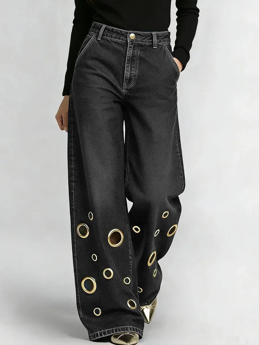 Elegant Wide Leg Casual Pants Broadcloth — Blue | KIMLUD