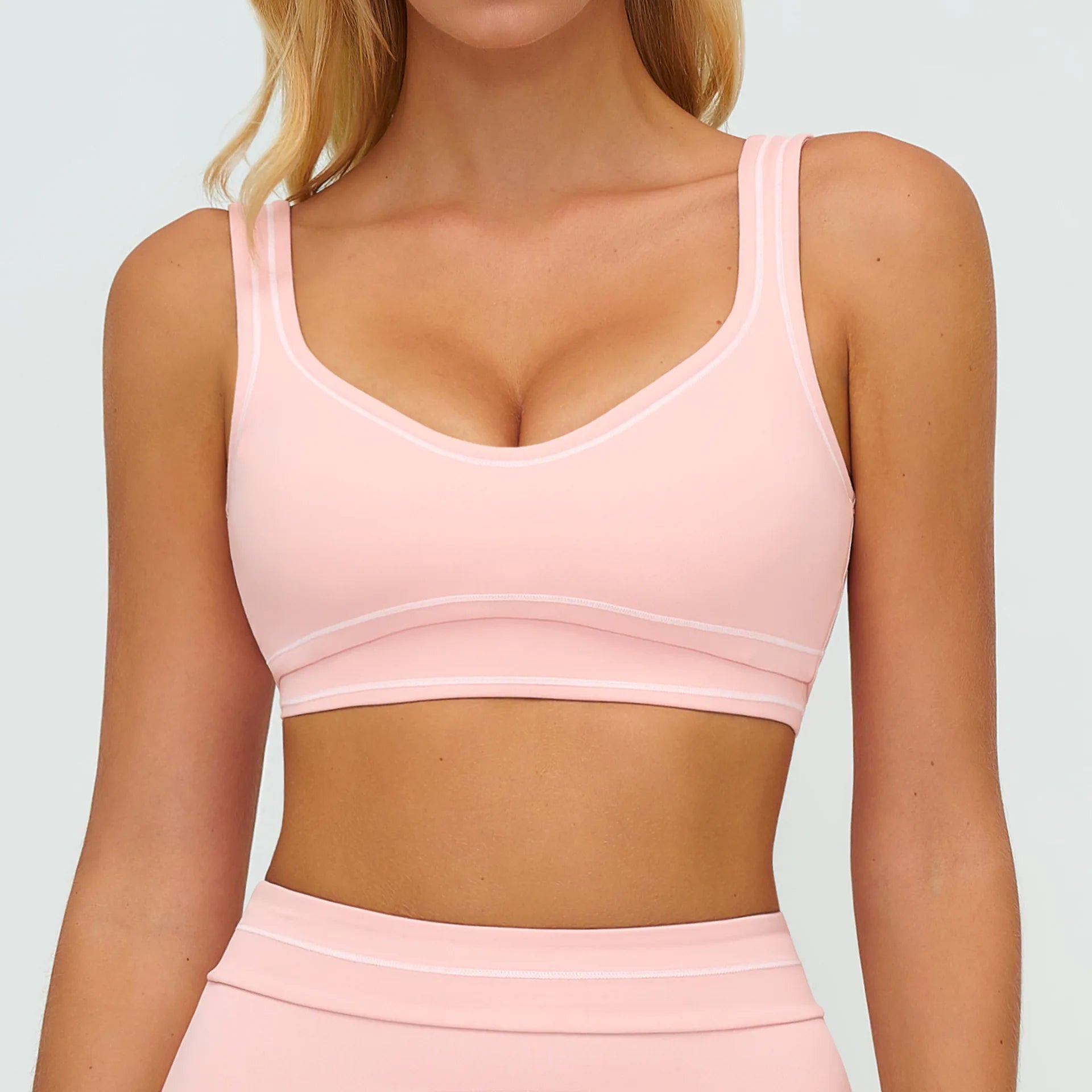 Knit Yoga Sports Bra Backless Breathable Elastic Support For Running And Workout — Mauve | KIMLUD