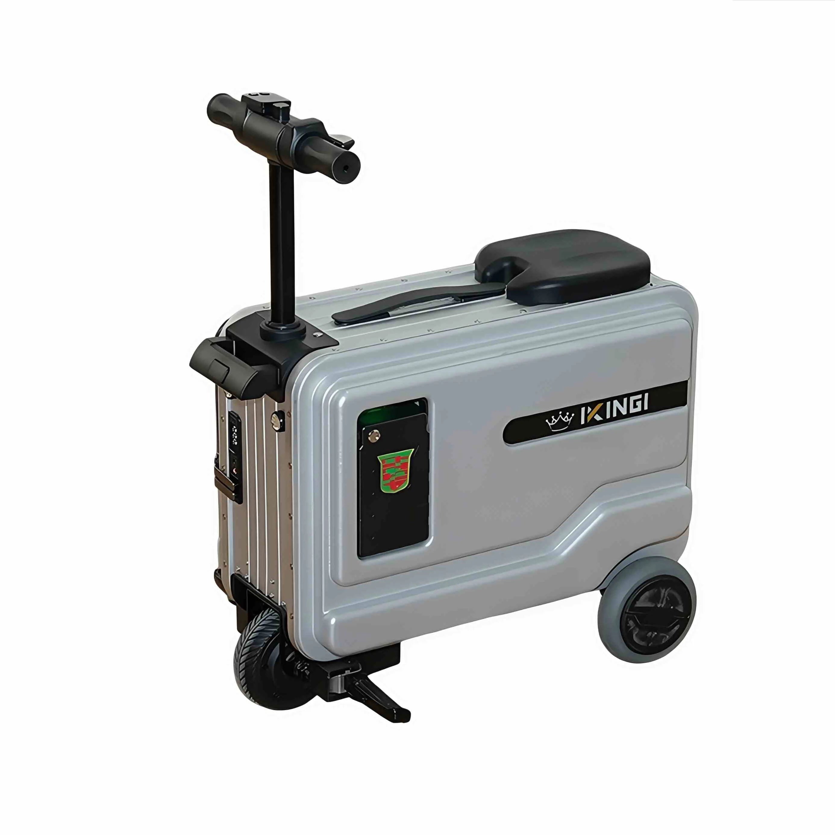 Polycarbonate Luggage Electric Scooter With Aluminum Frame And Quiet Glide — Silver | KIMLUD