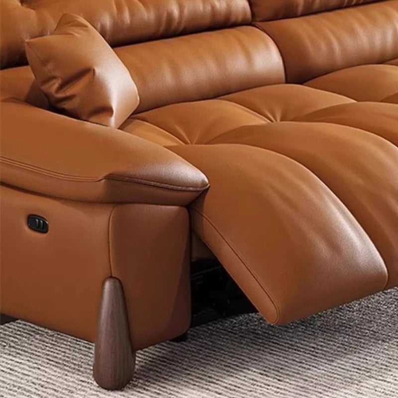 Velvet Waterproof Sofa Electric Sleeper Recliner, Armrest Loveseat, Modern Scandinavian Design — Caramel Tan | KIMLUD