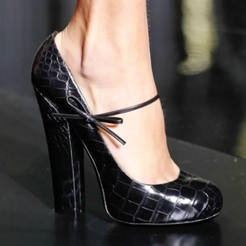 Heels – Butterfly Knot Strap – Leather | KIMLUD