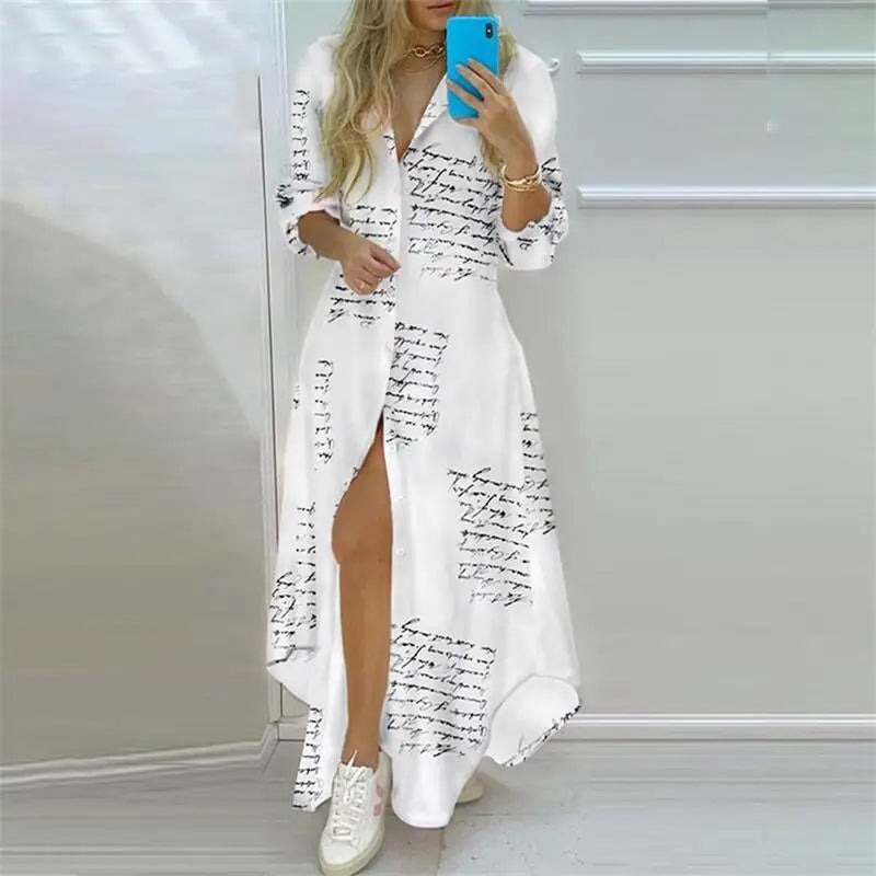 Maxi Dress – Boho Printed – Polyester – Loose | KIMLUD