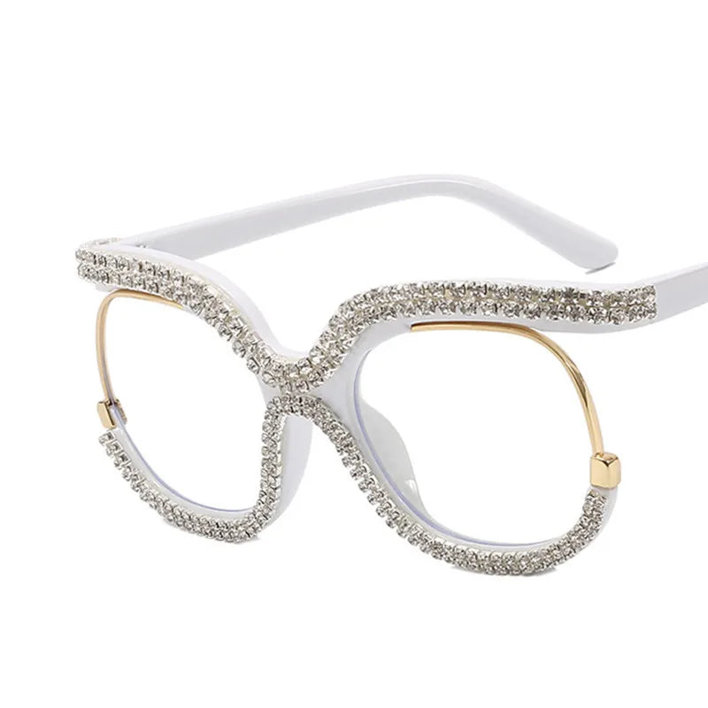 Plastic Diamond-Decorated Reading Glasses — Clear | KIMLUD