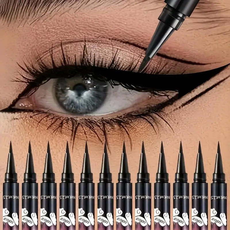 12 PCS Hot Make Up Ultimate Black Liquid Eyeliner Long-lasting Waterproof Eye Liner Pencil Pen Nice Makeup Cosmetic Beauty Tools