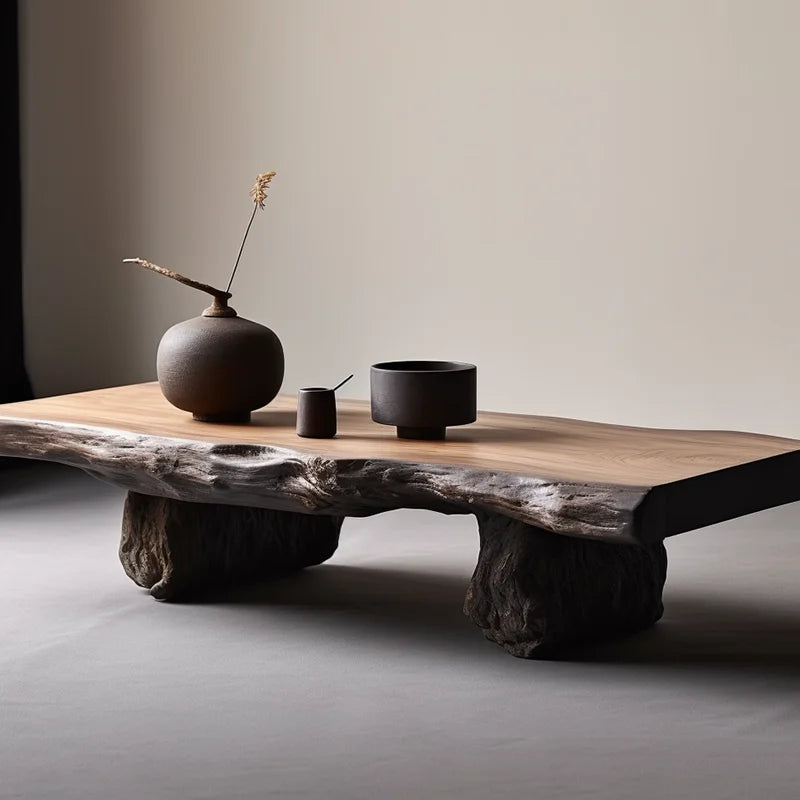 Solid Wood Coffee Table Minimalist Modern — Natural Wood | KIMLUD