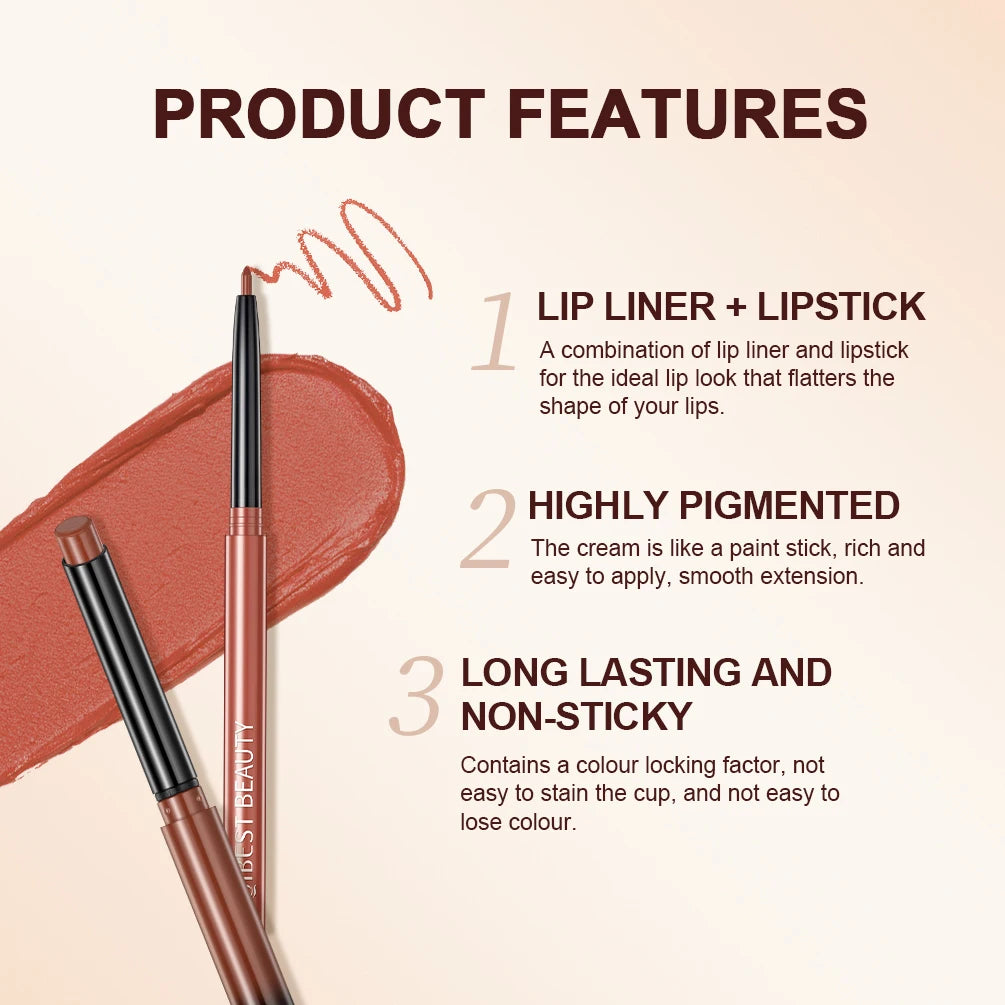 Matte Nude Lipstick Pen Set Lip Liner — Nude Pink | KIMLUD