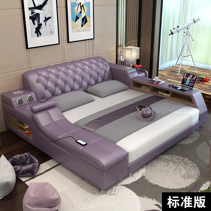 Massage chair double beds frame headboard frame twin luxury multifunctional beds king size storage modern bedroom furniture