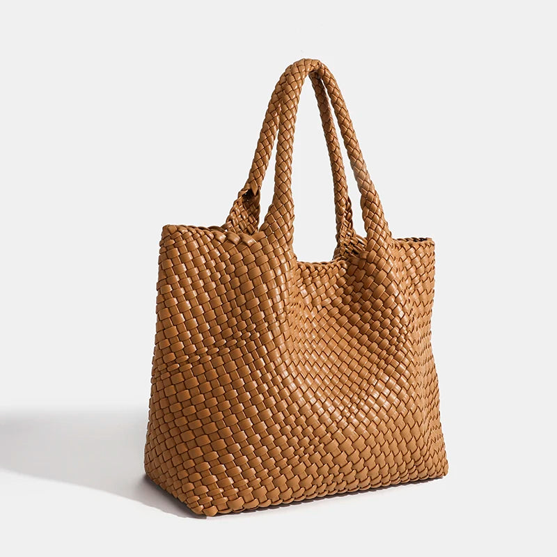 Neoprene Striped Tote Bag Hasp Closure — Black And White | KIMLUD