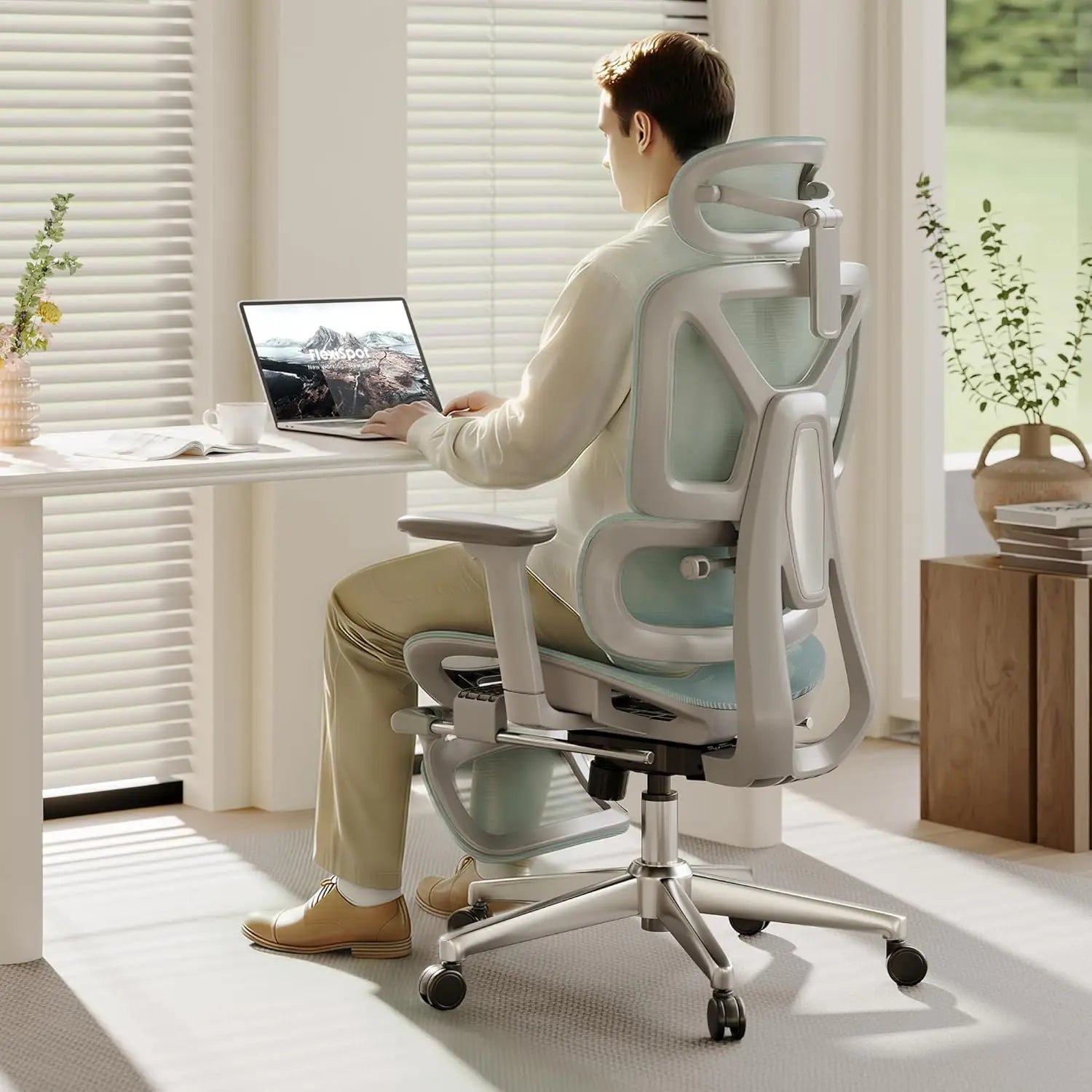 Mesh Ergonomic Office Chair With Footrest And 3D Armrests — Black | KIMLUD