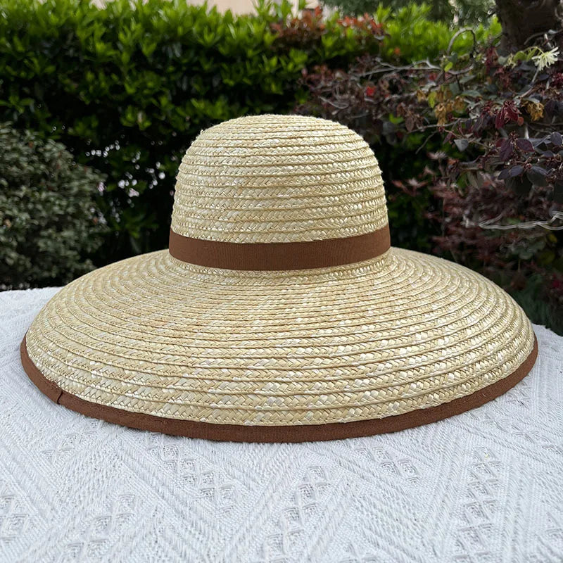 Elegant Straw Sun Hat With Ribbon — Natural | KIMLUD