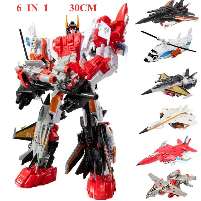 Haizhixing 6 IN 1 NEW Transformation Toys Anime Devastator Action Figure KO G1 Robot Aircraft Engineering Vehicle Model Boy Kids